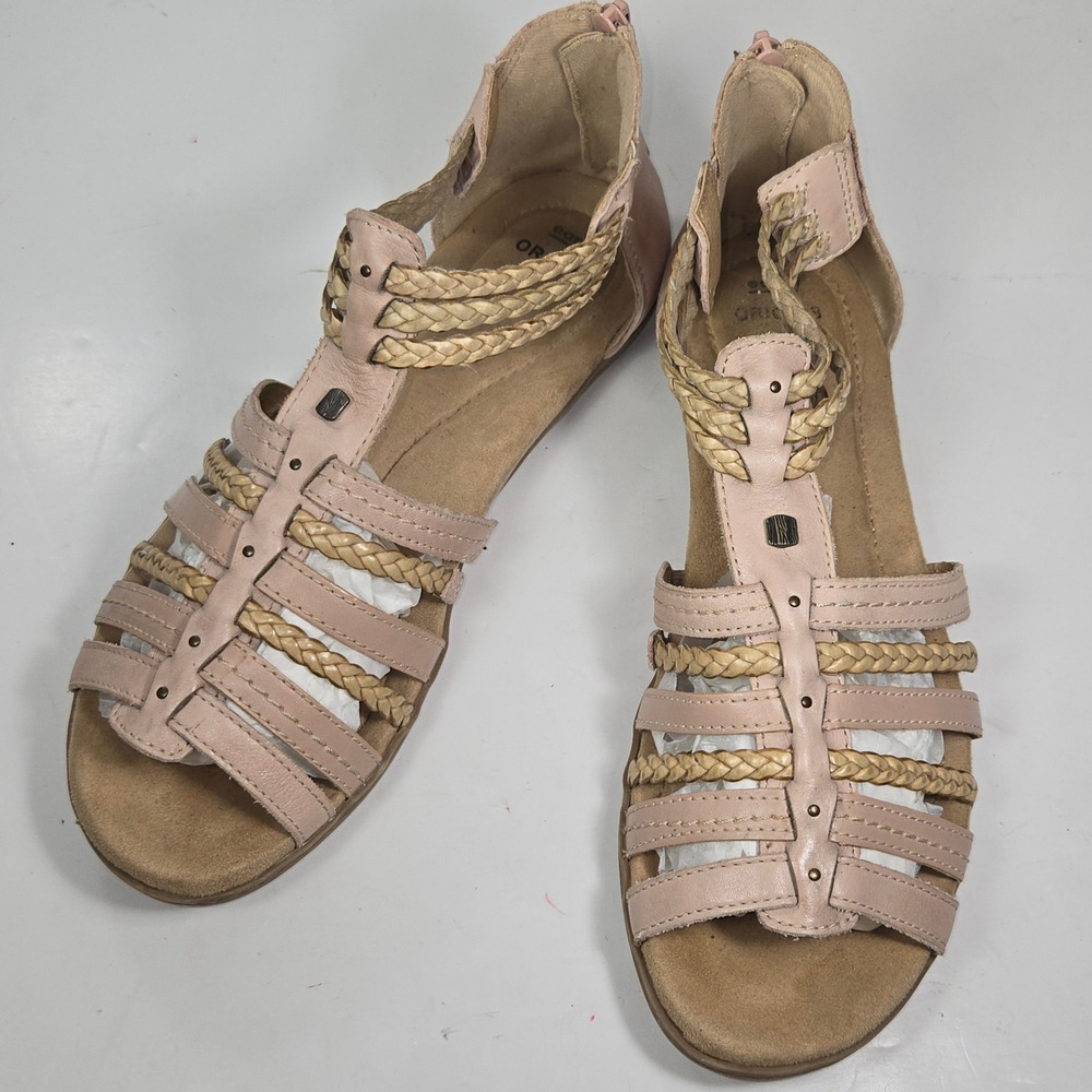 Earth Origins Belle Blaine Dusty Pink Leather Braided Gladiator Sandals Womens 9